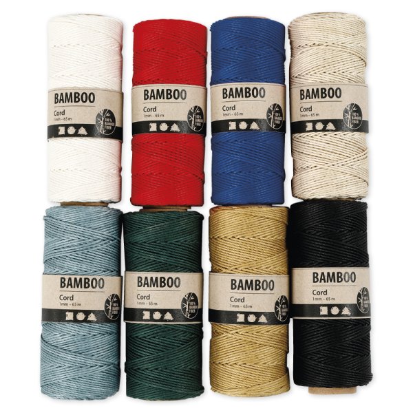 Set Bambuskordel 1 mm ø, 65 m, 8 Stück