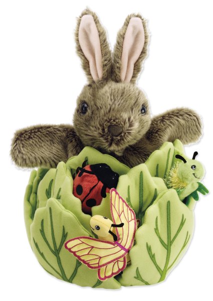Rabbit in Lettuce, Hand and Finger Puppet Set, 4 pieces