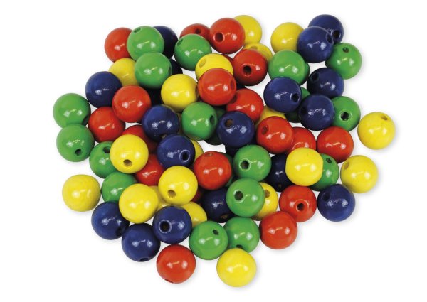 Beads 12 mm, 20 each of red, yellow, green, blue