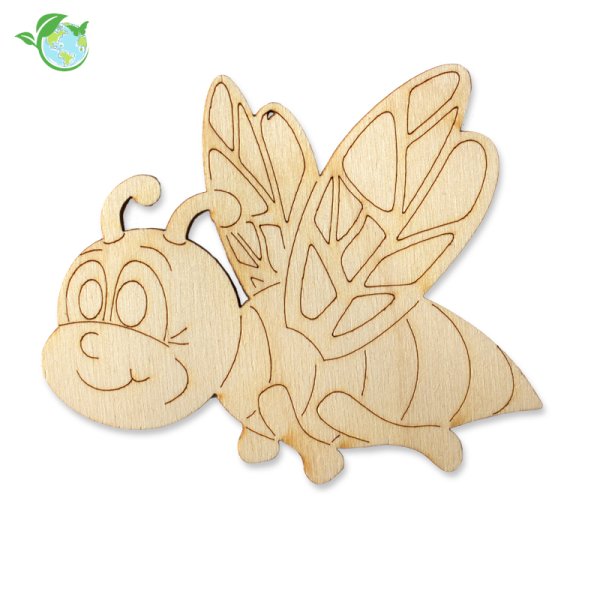 Bee made from wood, 10x9 cm