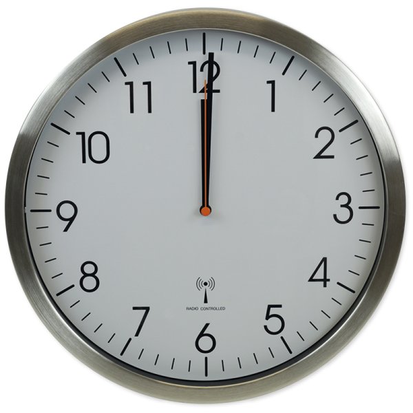 Radio-Controlled School Clock with quartz movement, gliding second hand, 30.5 cm ø