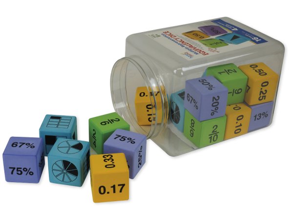 Set Silent Dice "Fractions - Percent - Decimal", 4.3 cm, 16 pcs.