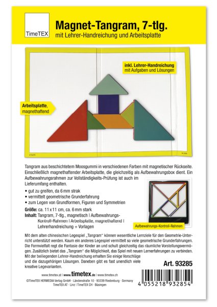 Magnetic Tangram 11 x 11 cm, 7 pcs.