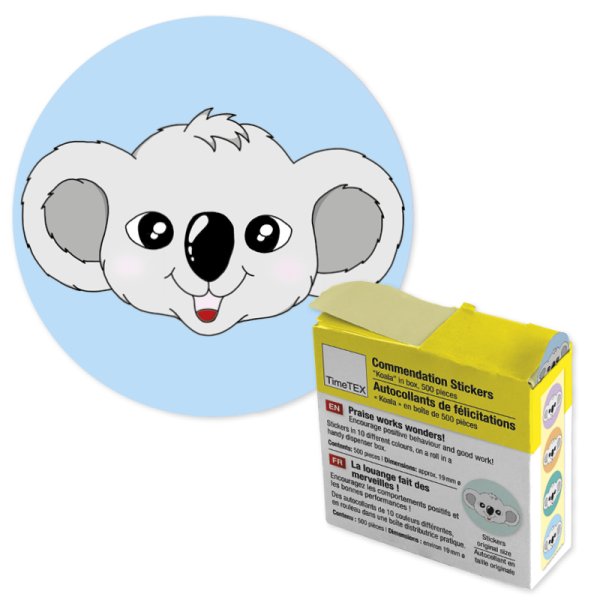 Reward Stickers "Koala" in a dispenser box, 500 pcs.