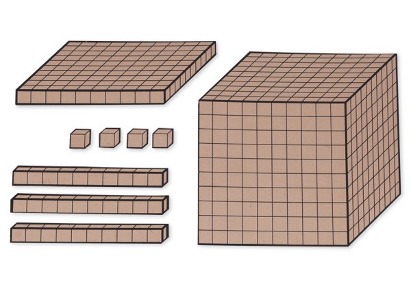 Base Ten Blocks Demo Decimal Arithmetic Set, natural colour, magnetic, 54 pcs. In a box