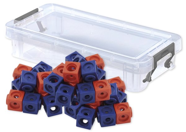 Set of plug-in cubes red/blue, 1.7 cm, 100 pieces in box
