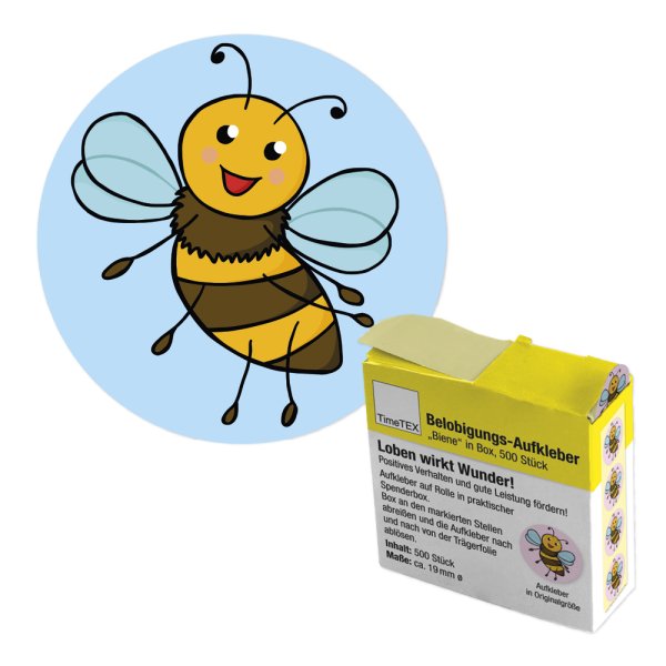 Commendation Stickers "Bee" in a dispenser box, 500 pcs.