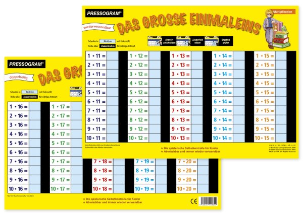 TimeTEX Magic Board "Mathematics" Large Multiplication Tables (beyond 10 x 10)