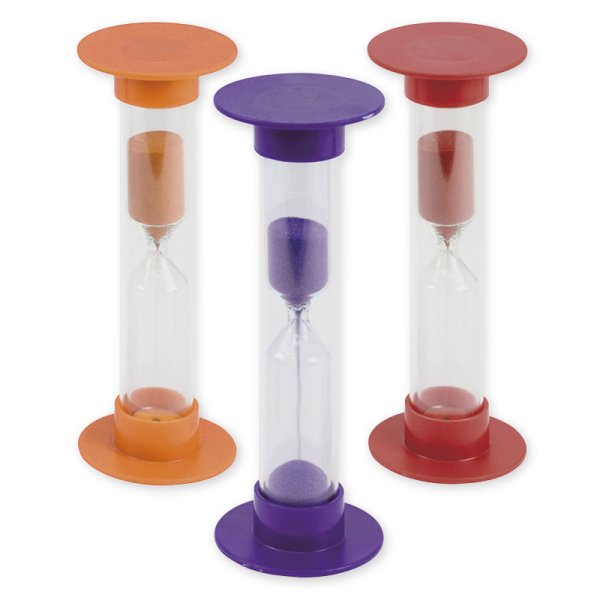 Set of Hourglasses "L" 3 pcs., 14.5 cm tall, 5 cm ø (10/15/20 minutes)