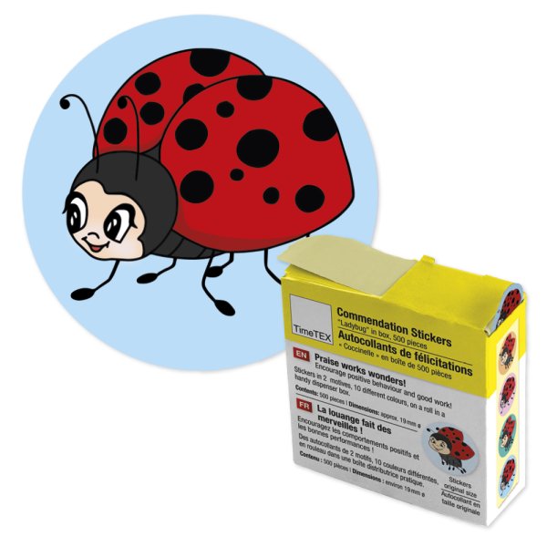 Reward Stickers "Ladybird" in a dispenser box, 500 pcs.