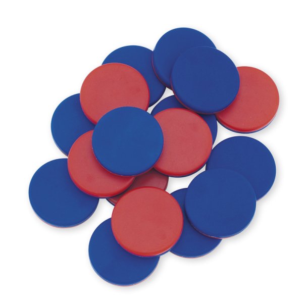 Double-Sided Tokens blue/red, 100 pcs pouch