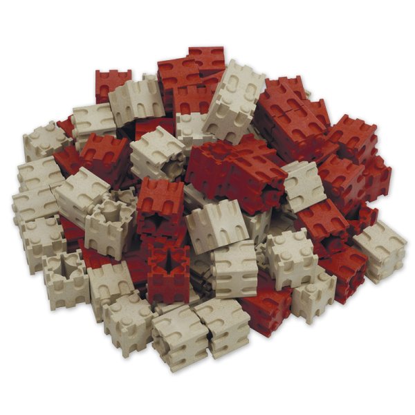 Set Rechen-Steckwürfel aus RE-Wood, 100-tlg., 2x2 cm, rot/naturfarben II./SO
