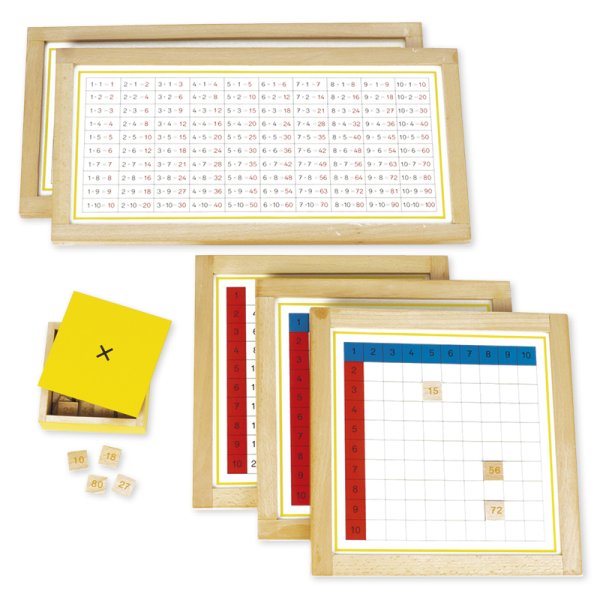TimeTEX Multiplication Working Charts in Wooden Frame "Montessori Premium"