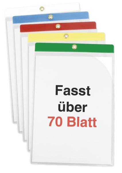 Insert Pockets A4 Plus Set with coloured strips, 5 pcs.