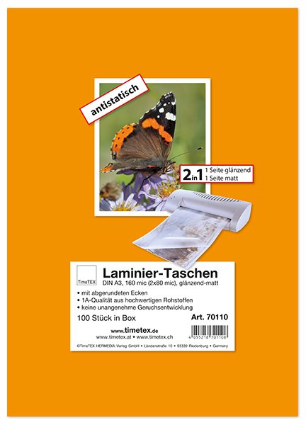 Laminating Pouches 2in1 A3 2x80 mic glossy matte, 100 pcs.