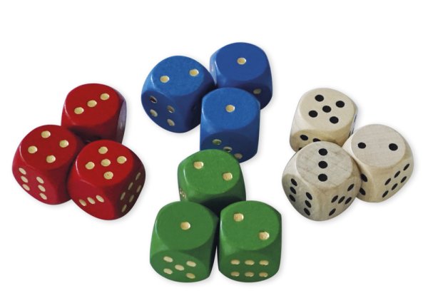 Motessori Dice Set made of wood, 16 x 16 mm, 12 pcs. in case "Montessori Premium"