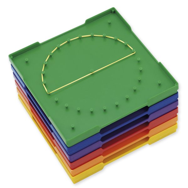 Geometry Board Set Doubles. (5x5 Pins), 15x15 cm, coloured, 6 pcs.