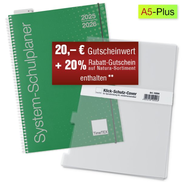 System School Planner Set 2025/2026 A5-Plus, green, with click protection cover