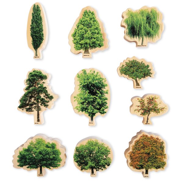 Seasonal trees made of wood, 10 pieces
