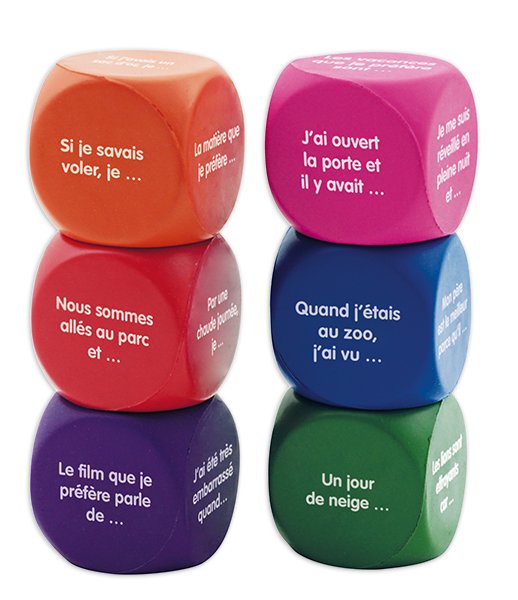 Set of Silent Dice 6 pcs. French "Stories", 4 cm