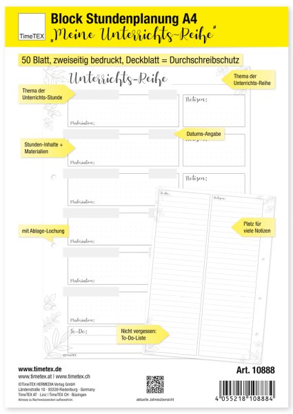 A4 Lesson Planning Pad, "My Lessons", 50 sheets