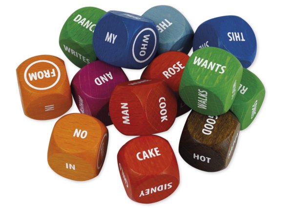 Dice Set "Rolling Dice" English, 13 pcs. in a box, made of wood