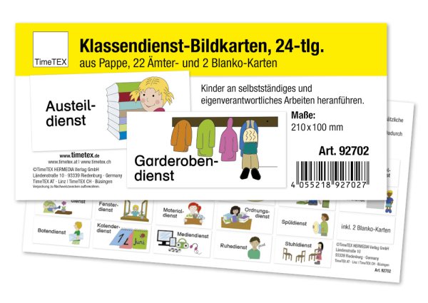 Class Duty Picture Cards from cardboard, 24 pcs.