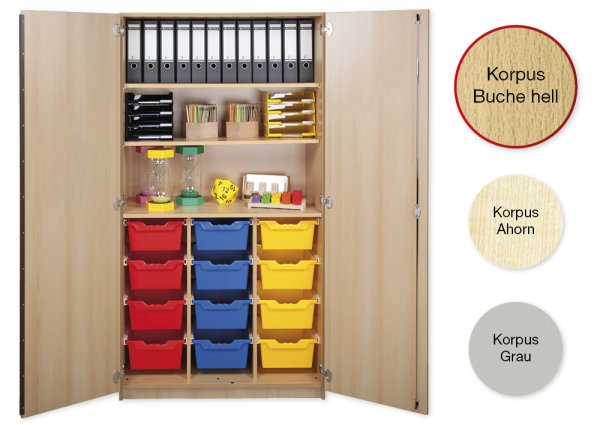 Material Tall Cabinet L, extra deep, 3 shelves, 12 drawers XL