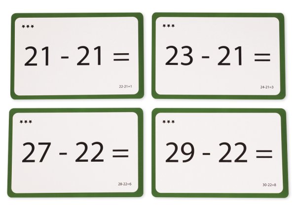 Maths flashcards "Subtraction problems", 249 pcs. In cardboard box