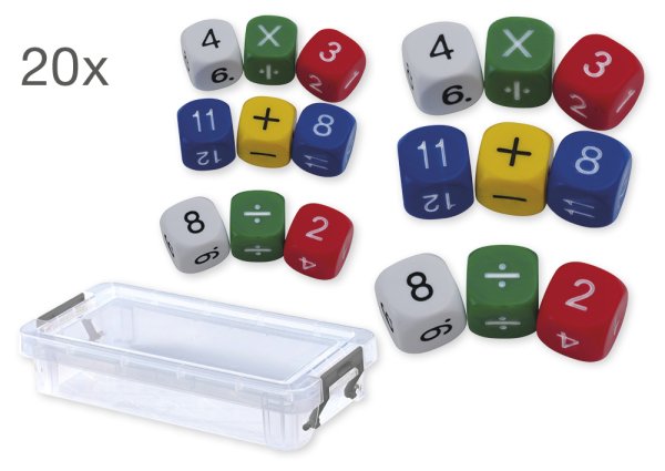 Class set of maths dice 16 mm, 200 pcs. In box