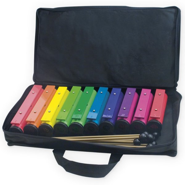 Set Tone Bars, coloured, 10 pcs. with mallet in bag
