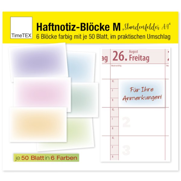Sticky Note Pad "Hourly Fields A4" M, 6 Pads