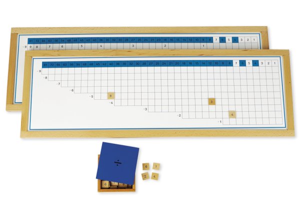 TimeTEX Division Working Charts in Wooden Frame "Montessori Premium"