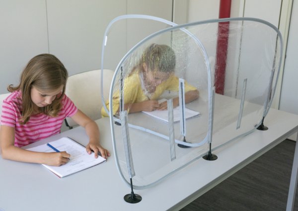 Hygienic Protective Screen Basic T Shape, 3-Screen Division Wall