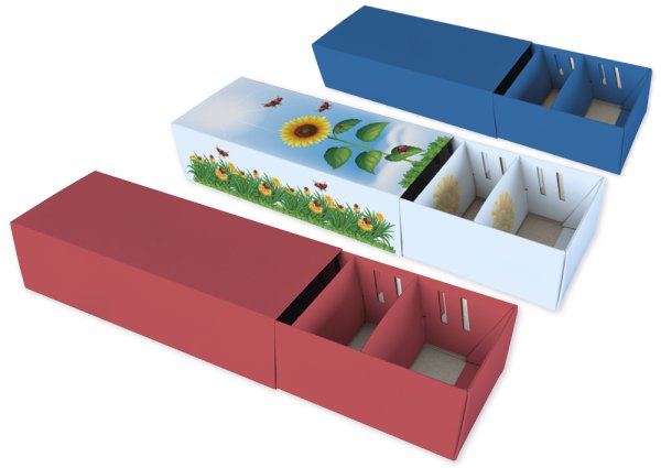 Set of Index Card Boxes for A8, lies flat, colourful, 5 pcs.