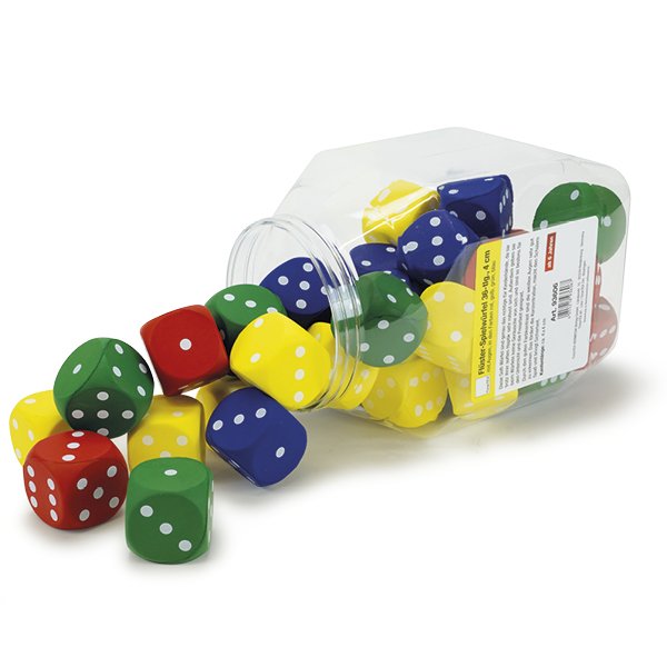 Set of Silent Dice with dots, 4x4 cm, 36 pcs. in box