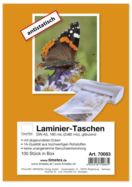Laminating Pouches A5 2x80 mic gloss finish, 100 pcs.