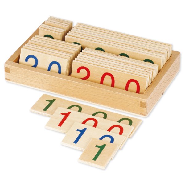 TimeTEX Wooden Number Cards 1-9,000, small, in box "Montessori Premium"