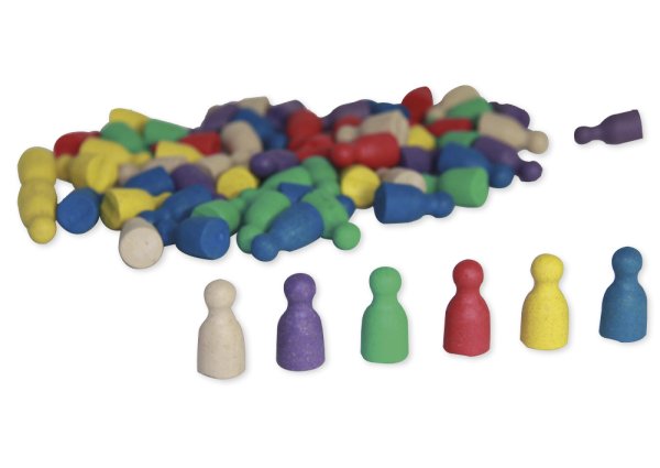 Set of Play Figures Made From Re-Wood, assorted colours, 24 mm, 60 pcs.