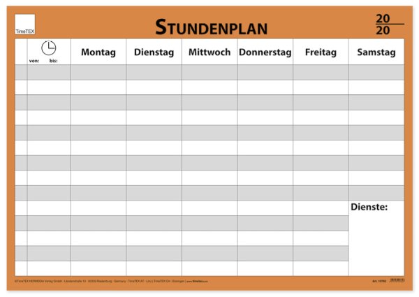 TimeTEX Wall Timetable with pen + click-fix holder