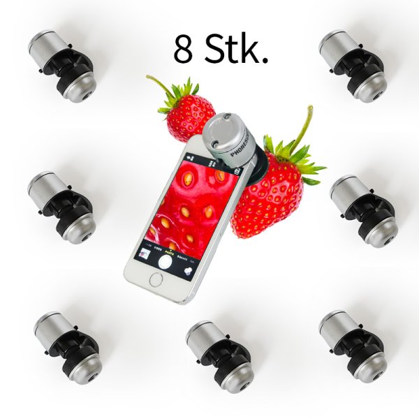 Mobile Phone Microscope Set, 3 cm ø, 8 pcs.