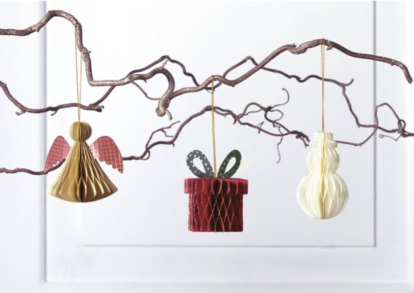 Deko-Set "Wabendekor Christmas" aus Karton, 3-tlg.