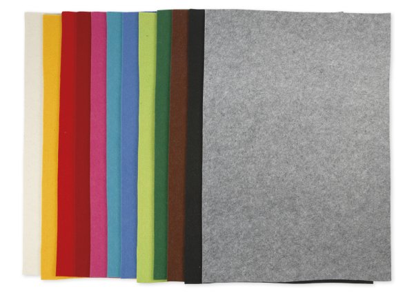 Bastel-Filz, 3 mm stark, 42x60 cm, 12 Stück