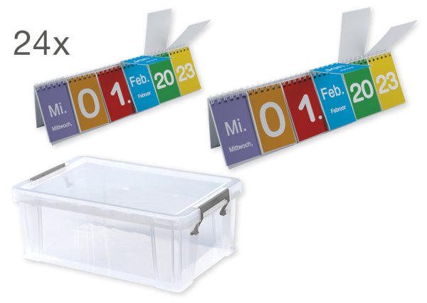 Class set of cardboard flipcharts, calendar, 24 pcs., in box