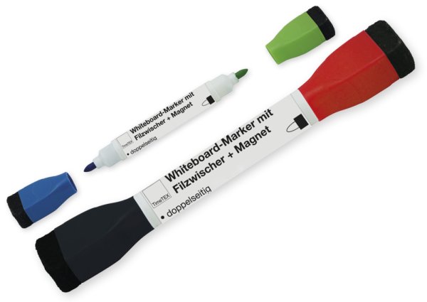 Whiteboard Marker double tip with felt wiper + magnet