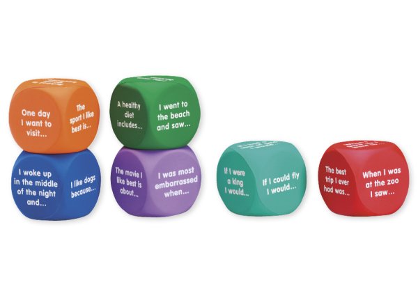Set of Silent Dice 6 pcs. English "Stories", 4 cm