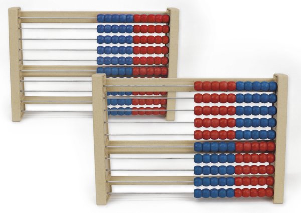 Abacus for the numbers 1-100, red/blue