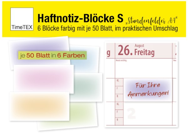 Sticky Note Pad "Hourly Field A4" S, 6 pads