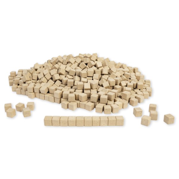 Dienes Decimals Ones Dice, natural, Set of 1,000 pcs.