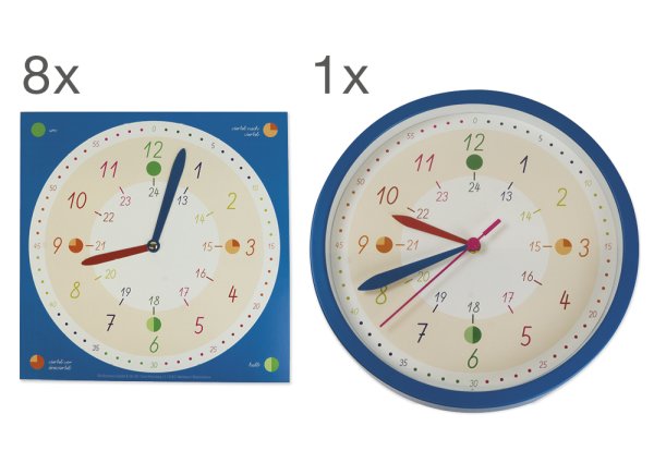 Set of Wall Learning Clock and Demo Learning Clocks, 9 pcs.